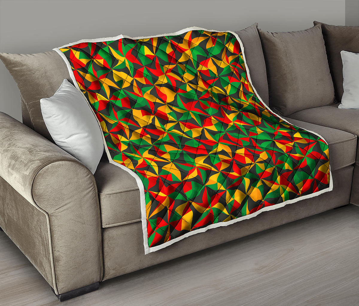 Abstract Reggae Pattern Print Quilt