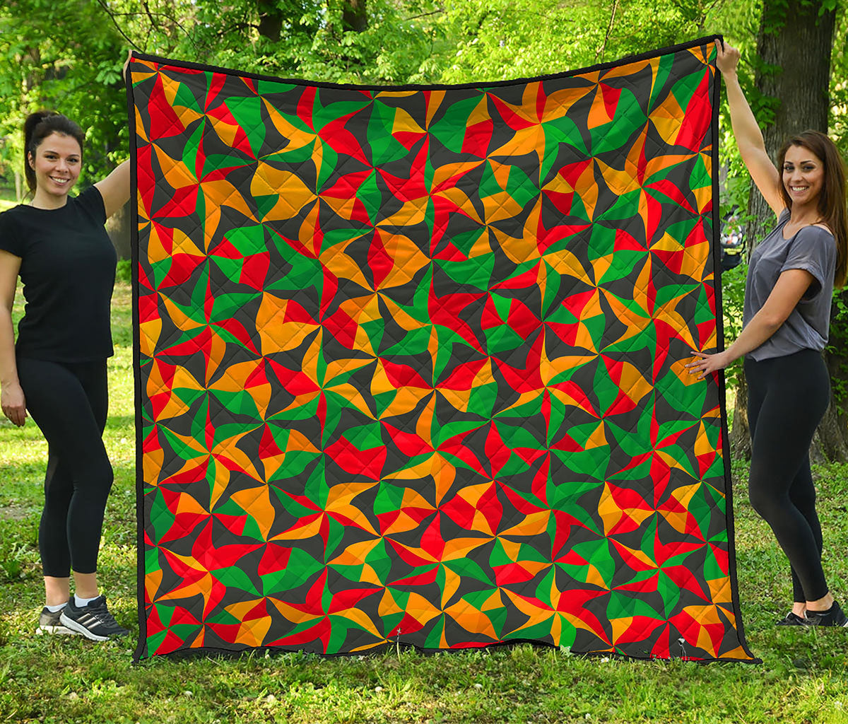 Abstract Reggae Pattern Print Quilt