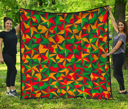 Abstract Reggae Pattern Print Quilt