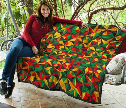 Abstract Reggae Pattern Print Quilt
