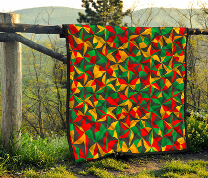 Abstract Reggae Pattern Print Quilt