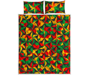 Abstract Reggae Pattern Print Quilt Bed Set