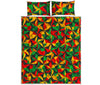 Abstract Reggae Pattern Print Quilt Bed Set