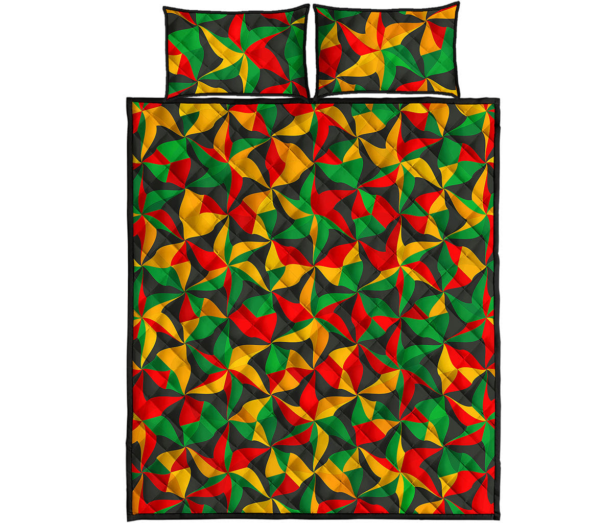 Abstract Reggae Pattern Print Quilt Bed Set