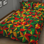 Abstract Reggae Pattern Print Quilt Bed Set