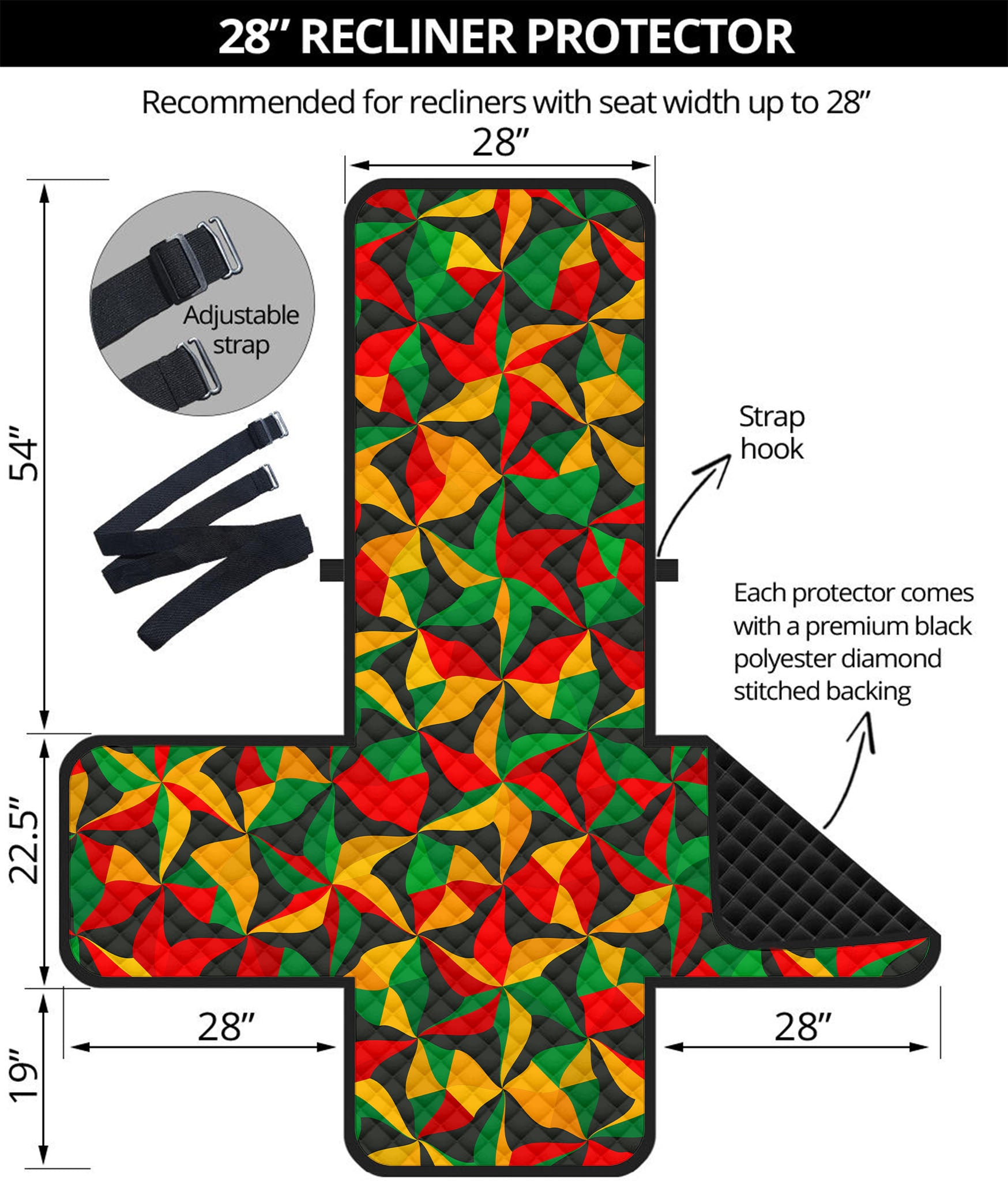 Abstract Reggae Pattern Print Recliner Protector