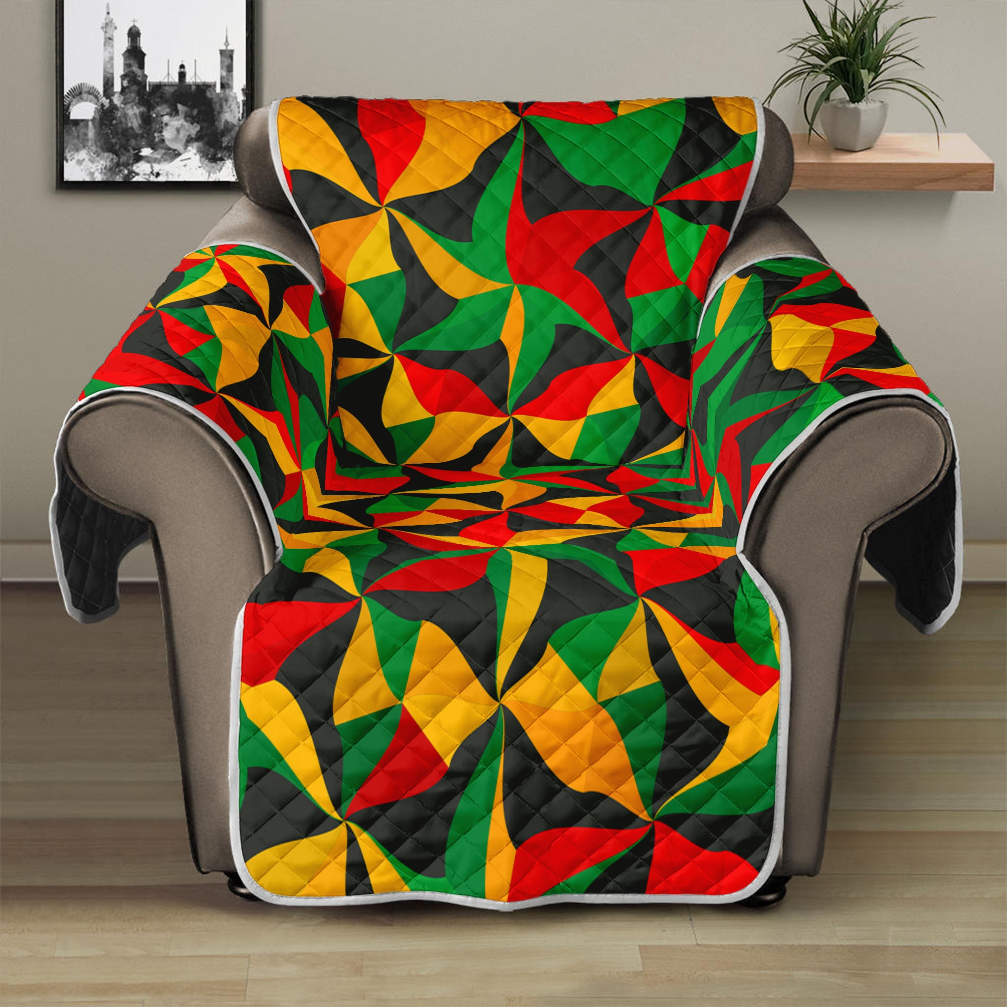 Abstract Reggae Pattern Print Recliner Protector