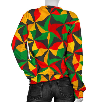 Abstract Reggae Pattern Print Women's Crewneck Sweatshirt GearFrost