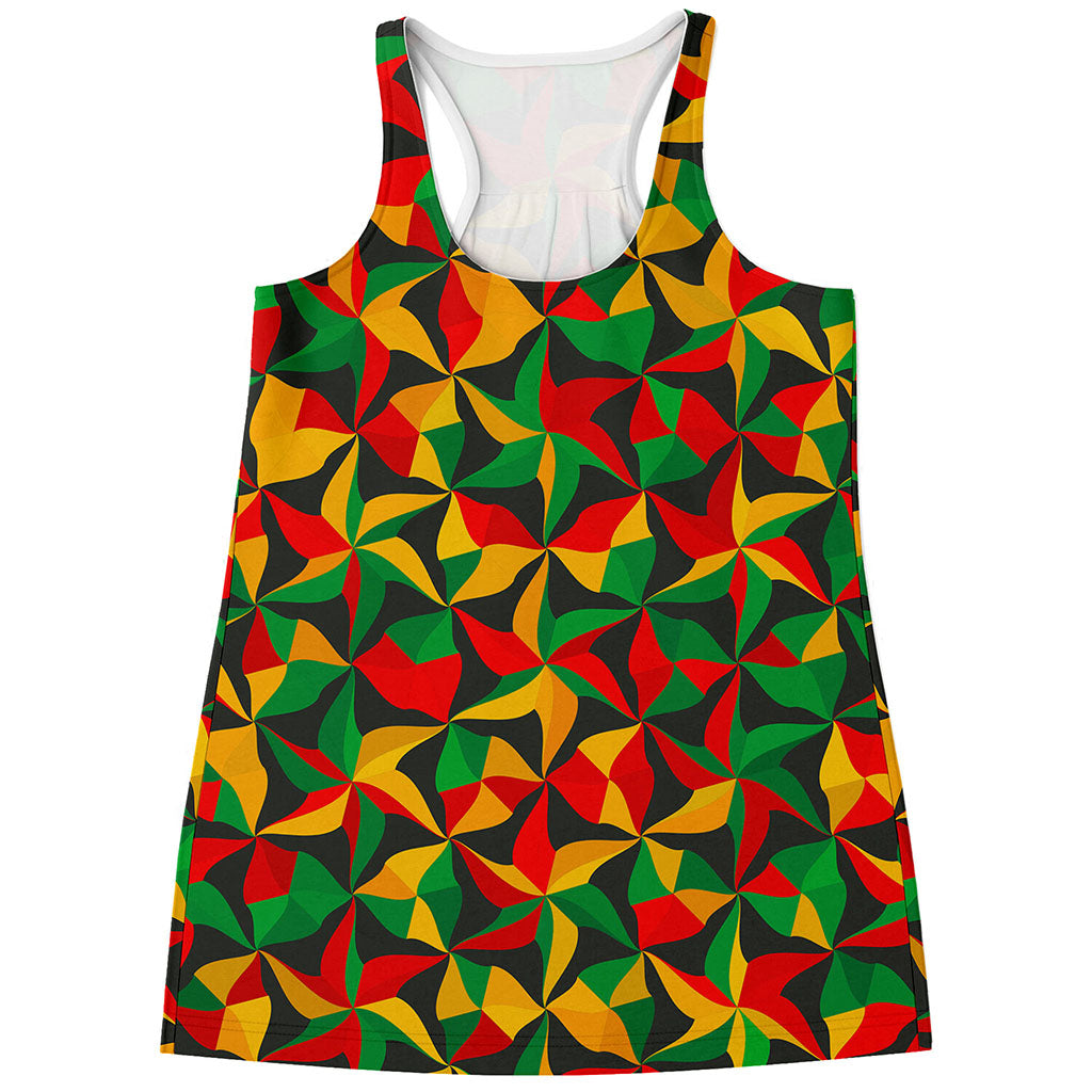 Abstract Reggae Pattern Print Women's Racerback Tank Top