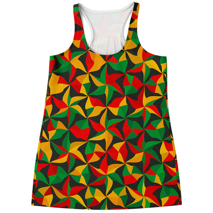 Abstract Reggae Pattern Print Women's Racerback Tank Top
