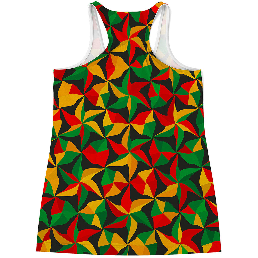 Abstract Reggae Pattern Print Women's Racerback Tank Top