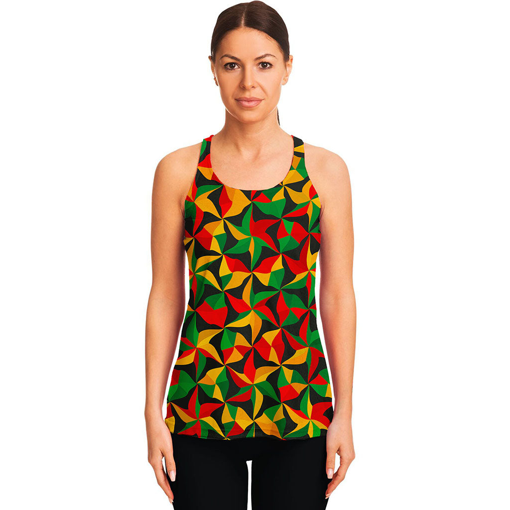 Abstract Reggae Pattern Print Women's Racerback Tank Top