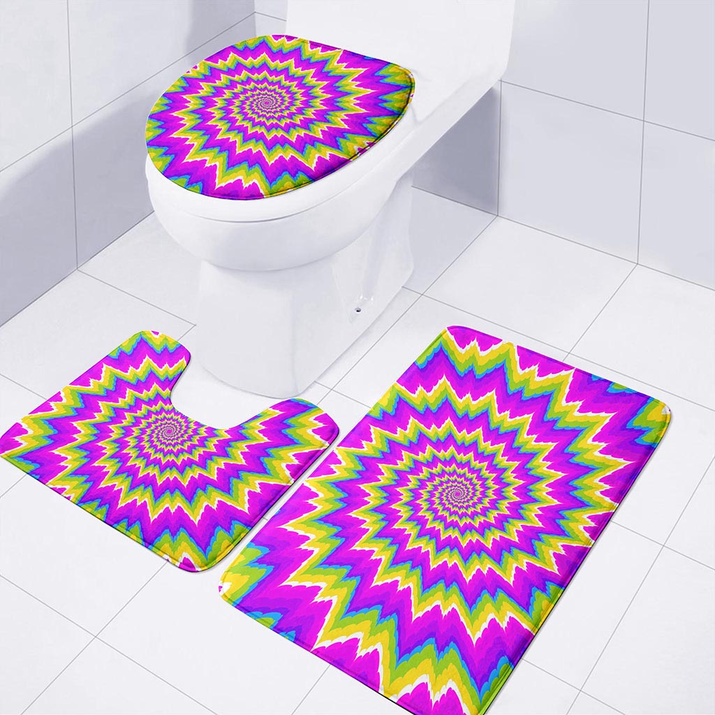 Abstract Spiral Moving Optical Illusion 3 Piece Bath Mat Set