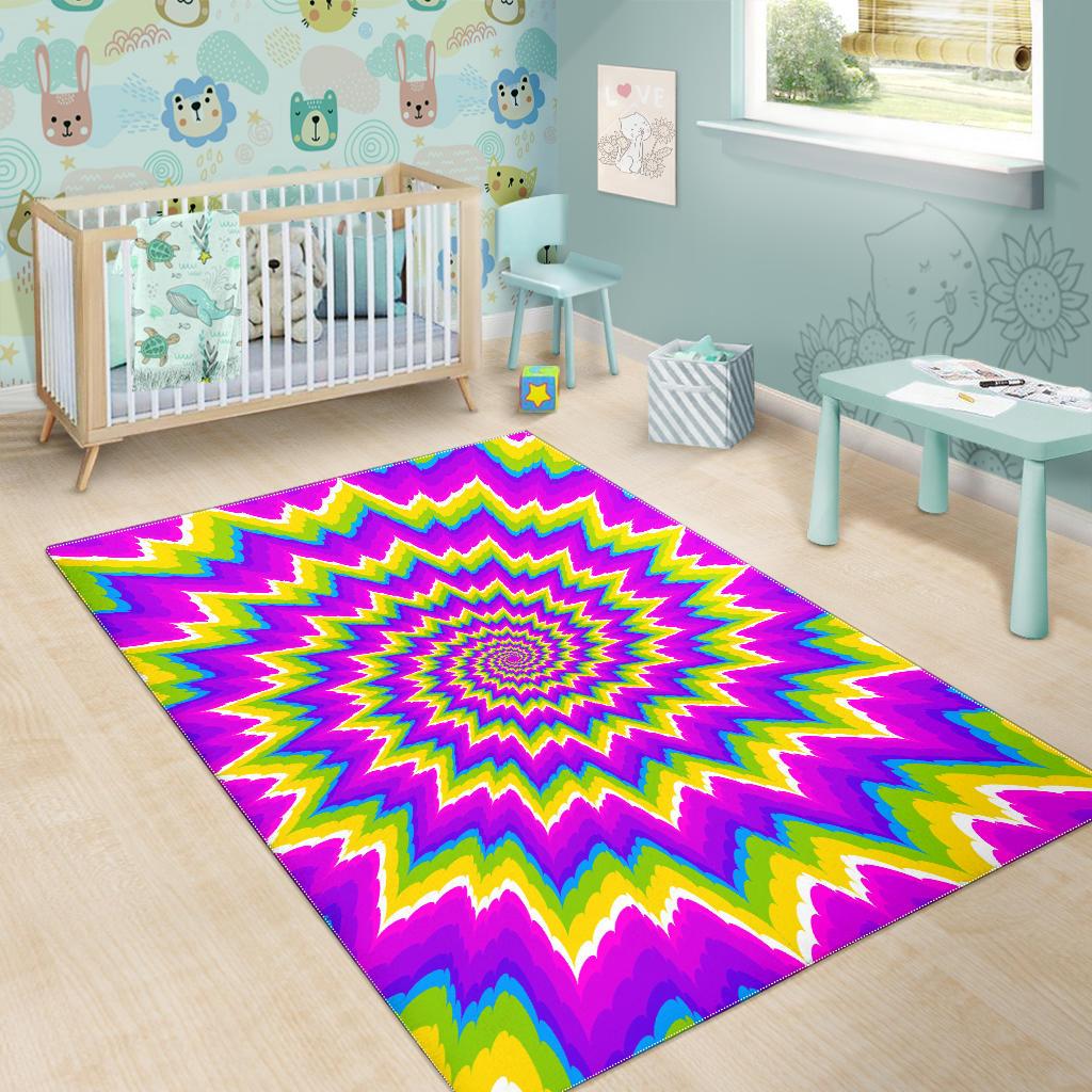 Abstract Spiral Moving Optical Illusion Area Rug GearFrost
