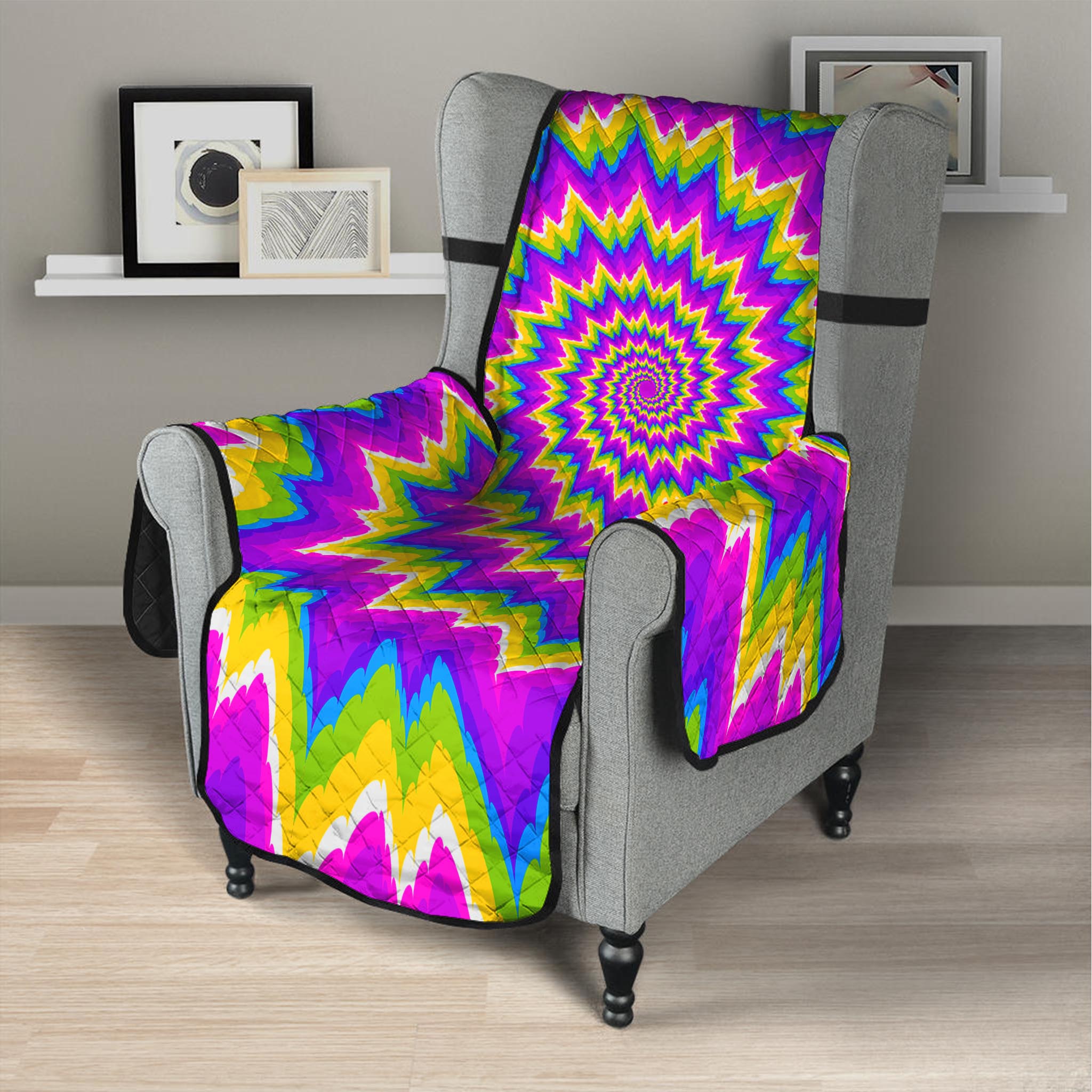 Abstract Spiral Moving Optical Illusion Armchair Protector