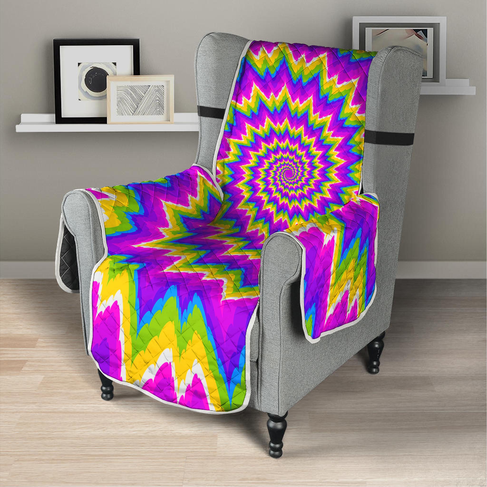 Abstract Spiral Moving Optical Illusion Armchair Protector