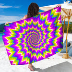 Abstract Spiral Moving Optical Illusion Beach Sarong Wrap