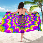 Abstract Spiral Moving Optical Illusion Beach Sarong Wrap