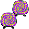 Abstract Spiral Moving Optical Illusion Car Headrest Covers