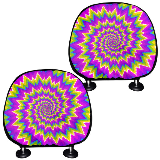 Abstract Spiral Moving Optical Illusion Car Headrest Covers