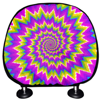 Abstract Spiral Moving Optical Illusion Car Headrest Covers