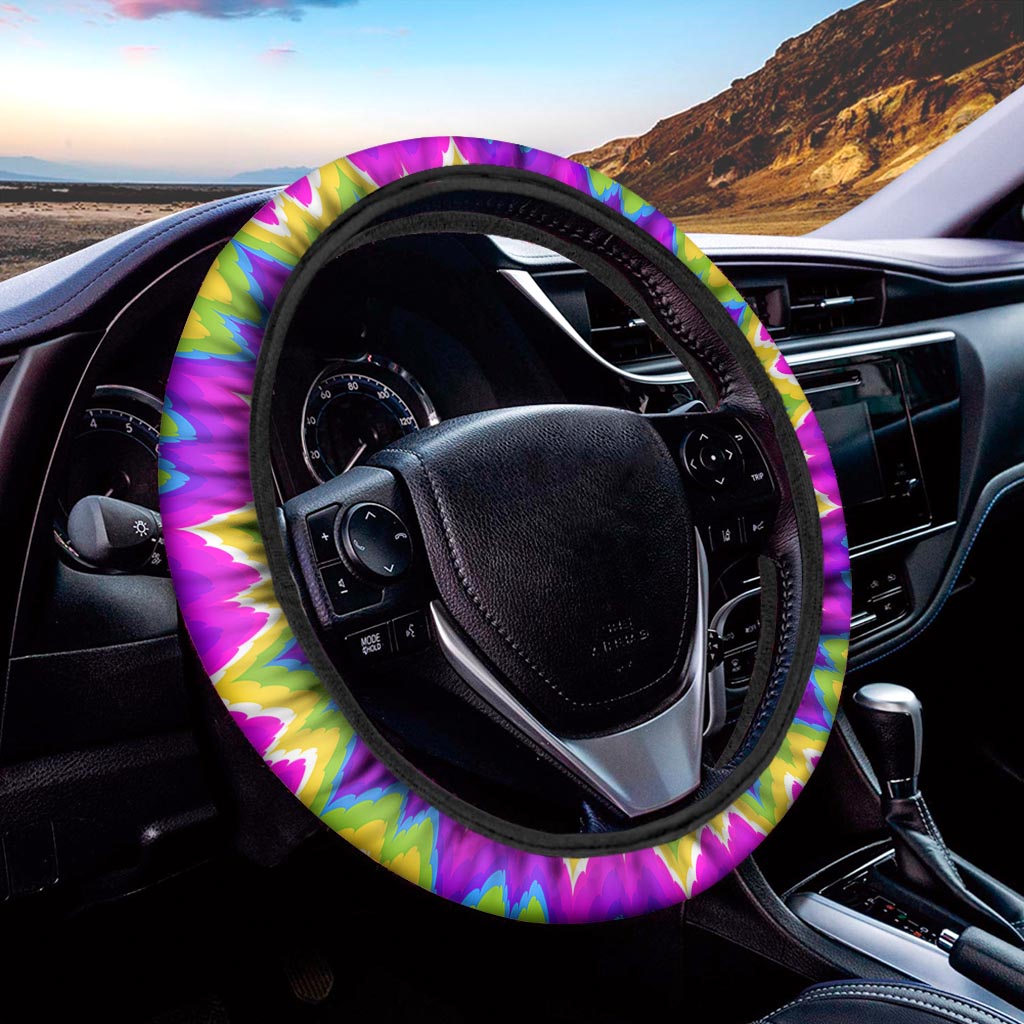 Abstract Spiral Moving Optical Illusion Car Steering Wheel Cover