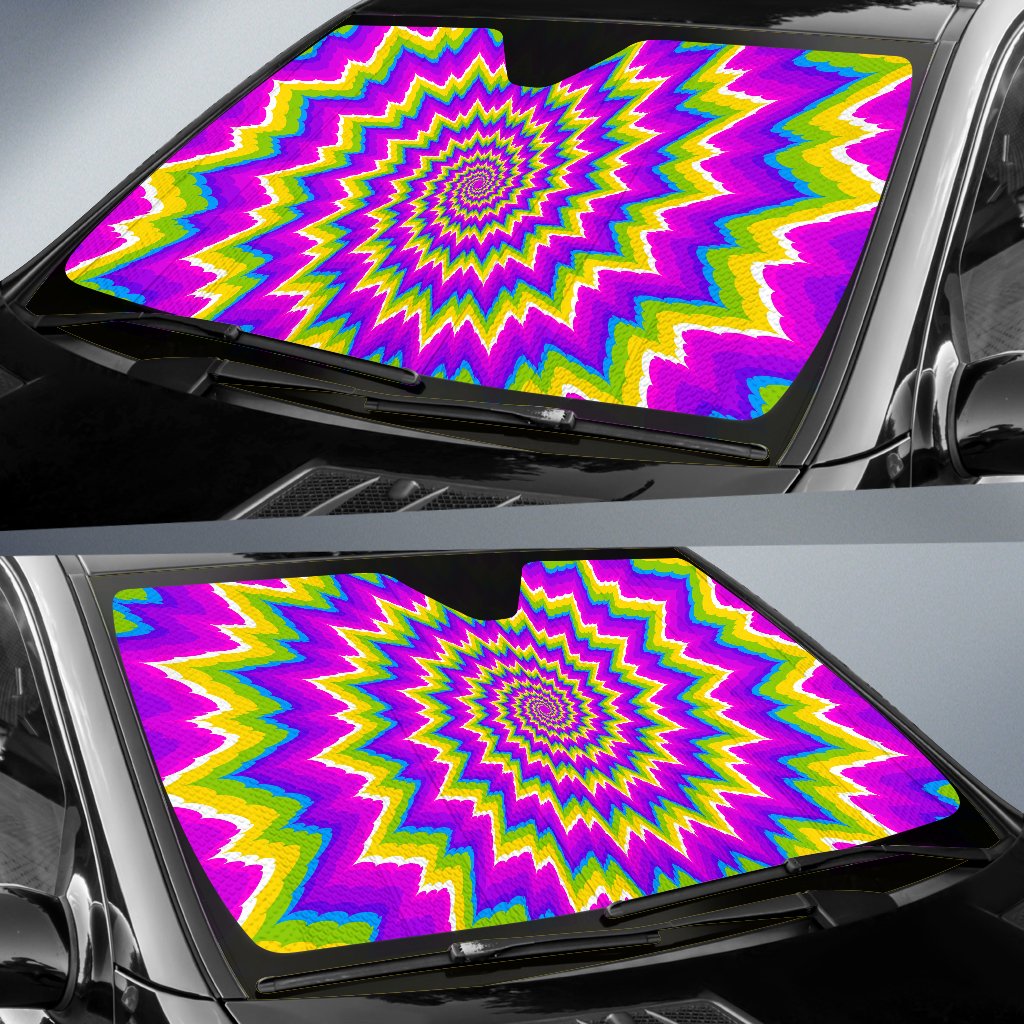 Abstract Spiral Moving Optical Illusion Car Sun Shade GearFrost