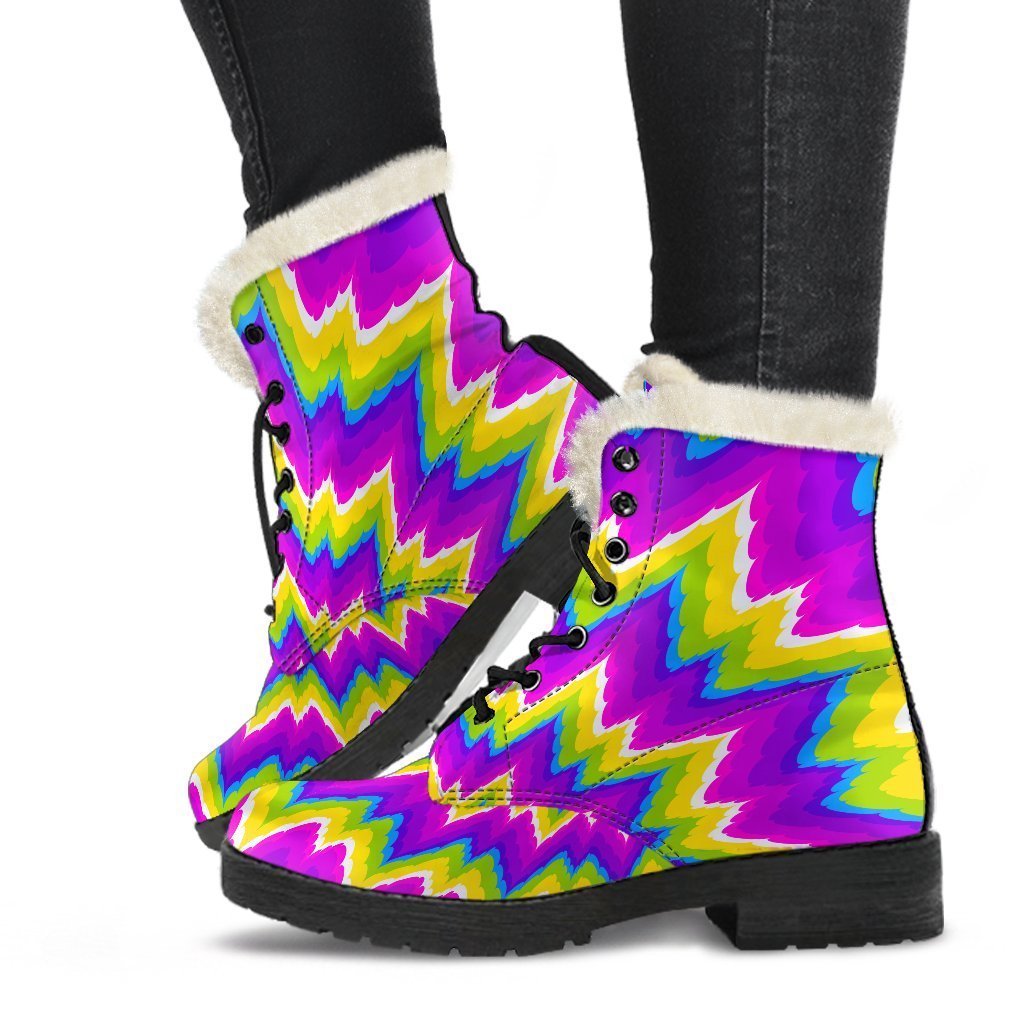 Abstract Spiral Moving Optical Illusion Comfy Boots GearFrost