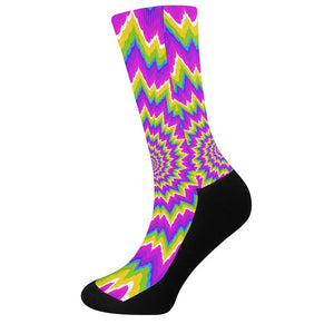 Abstract Spiral Moving Optical Illusion Crew Socks