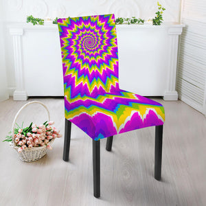 Abstract Spiral Moving Optical Illusion Dining Chair Slipcover