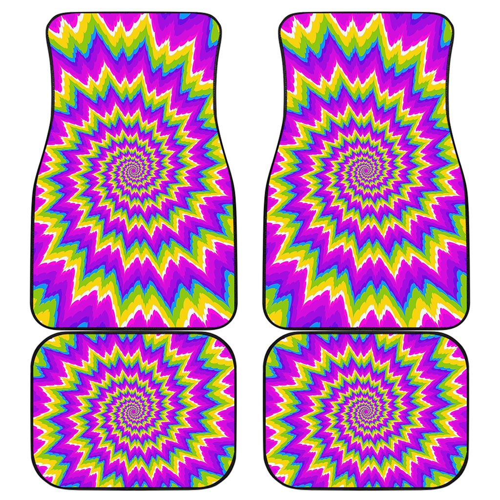 Abstract Spiral Moving Optical Illusion Front and Back Car Floor Mats