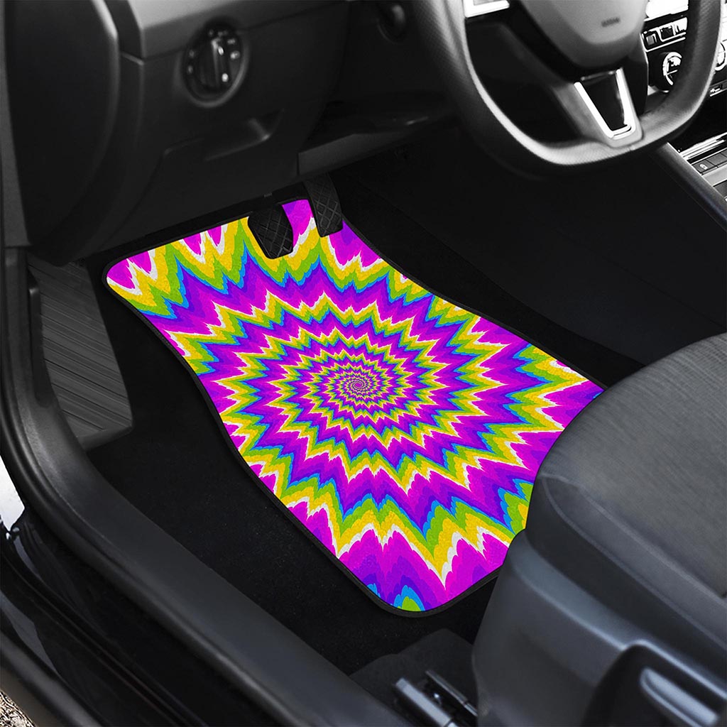 Abstract Spiral Moving Optical Illusion Front and Back Car Floor Mats
