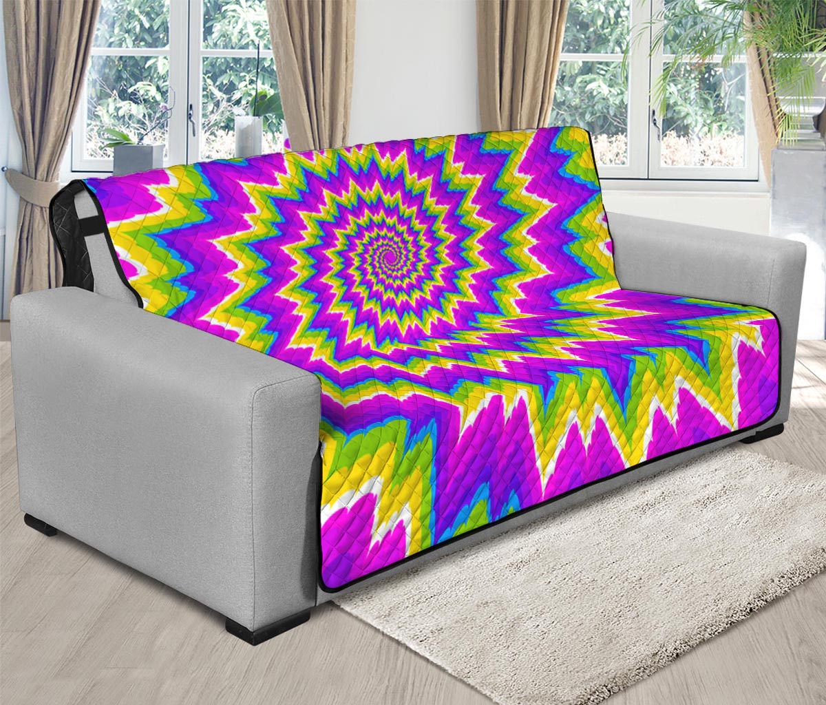 Abstract Spiral Moving Optical Illusion Futon Protector