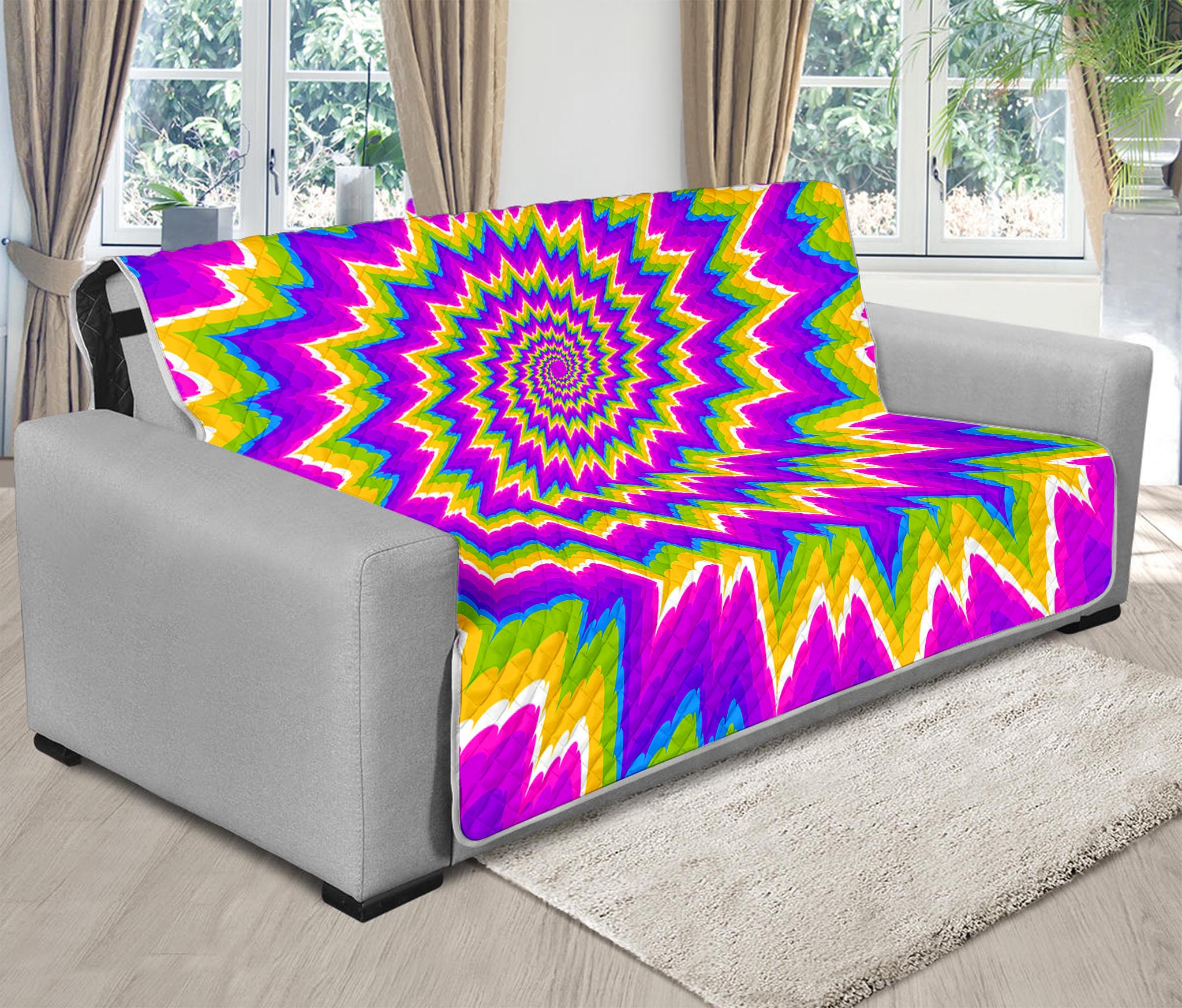 Abstract Spiral Moving Optical Illusion Futon Protector