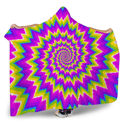 Abstract Spiral Moving Optical Illusion Hooded Blanket