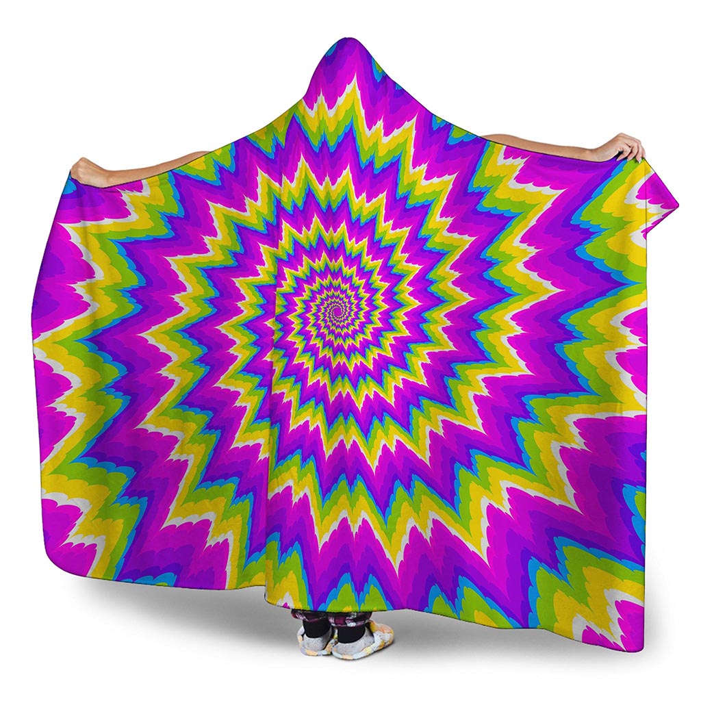 Abstract Spiral Moving Optical Illusion Hooded Blanket