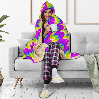 Abstract Spiral Moving Optical Illusion Hooded Blanket