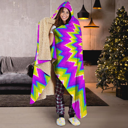 Abstract Spiral Moving Optical Illusion Hooded Blanket