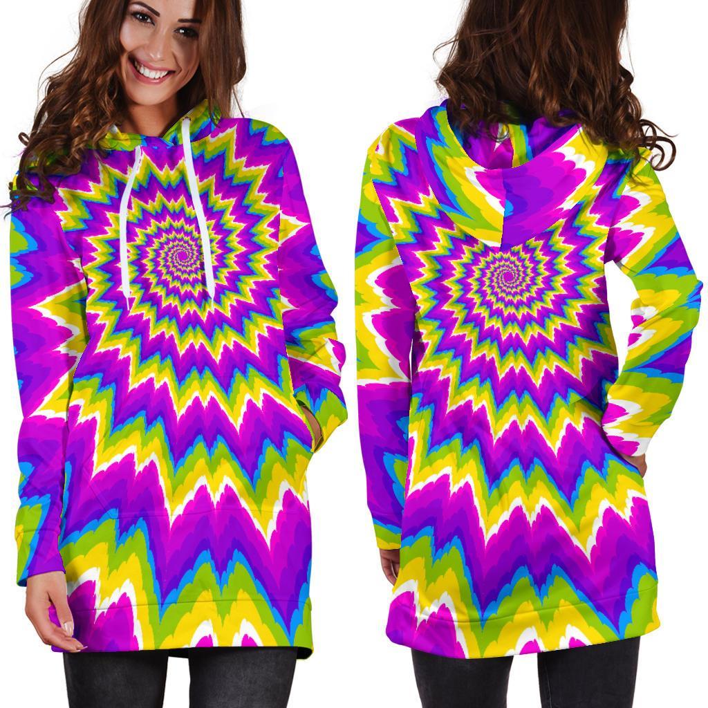 Abstract Spiral Moving Optical Illusion Hoodie Dress GearFrost