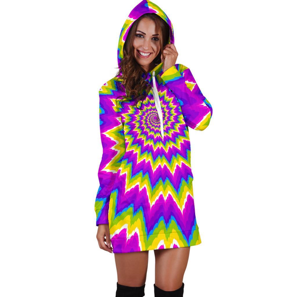 Abstract Spiral Moving Optical Illusion Hoodie Dress GearFrost