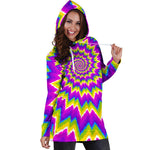 Abstract Spiral Moving Optical Illusion Hoodie Dress GearFrost