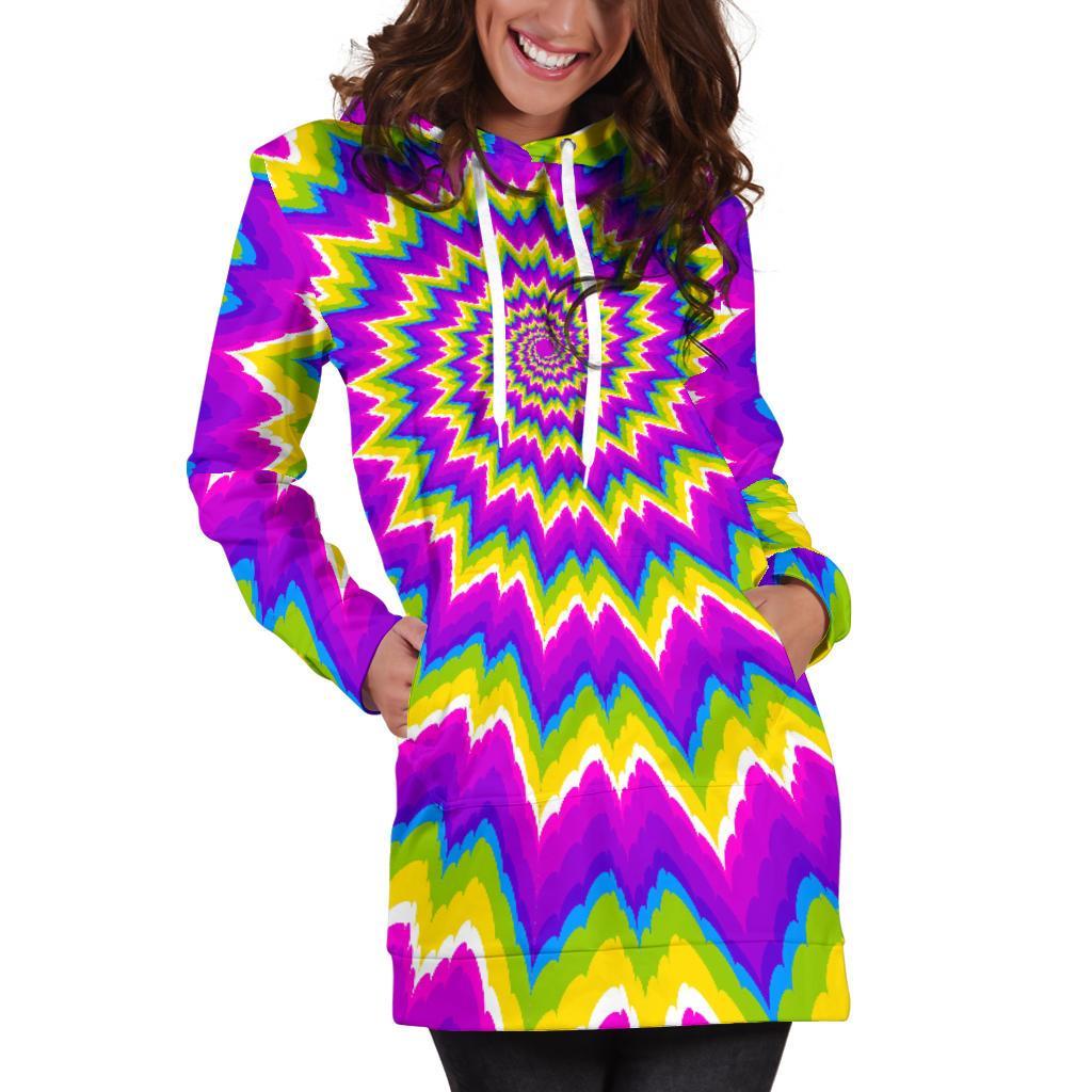 Abstract Spiral Moving Optical Illusion Hoodie Dress GearFrost
