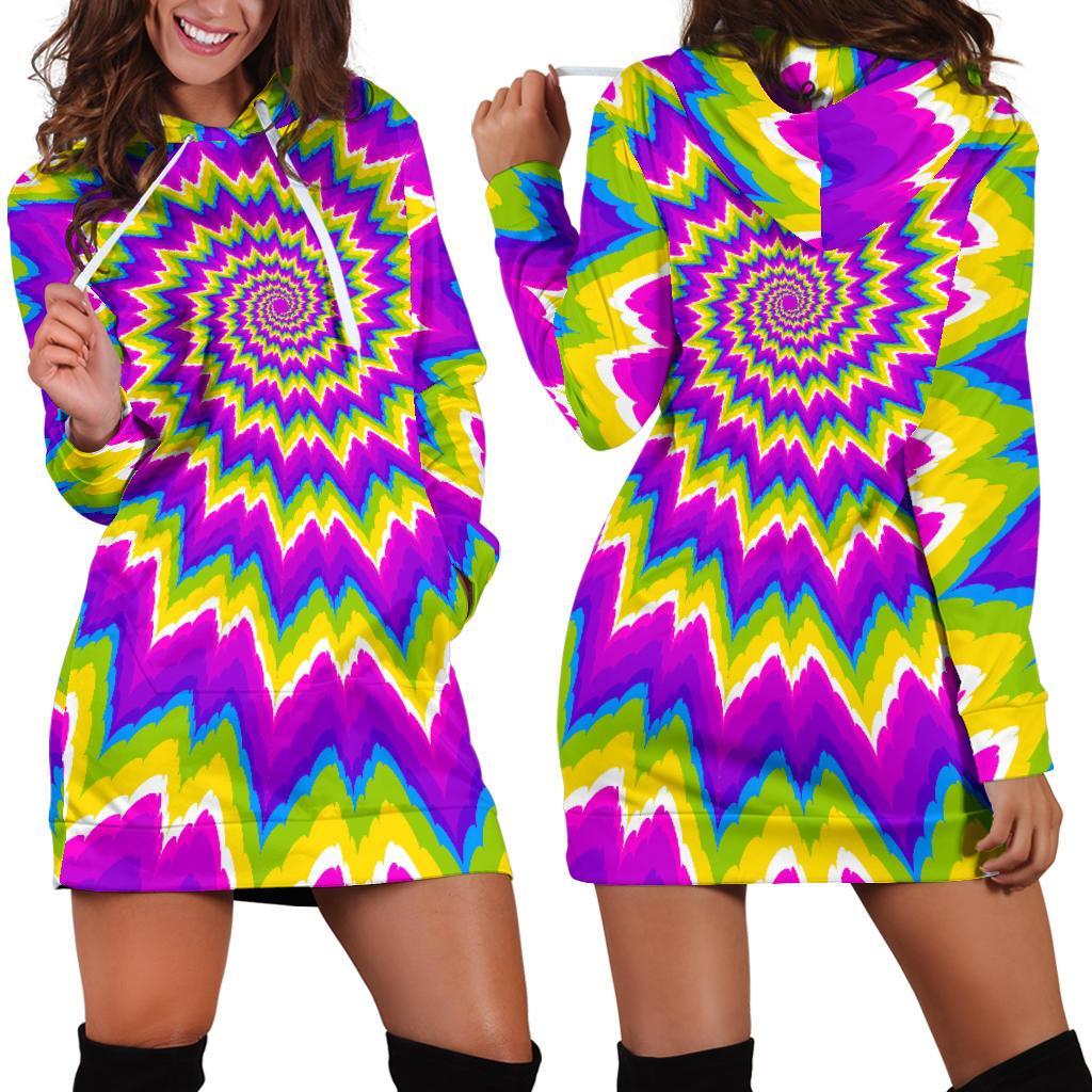 Abstract Spiral Moving Optical Illusion Hoodie Dress GearFrost