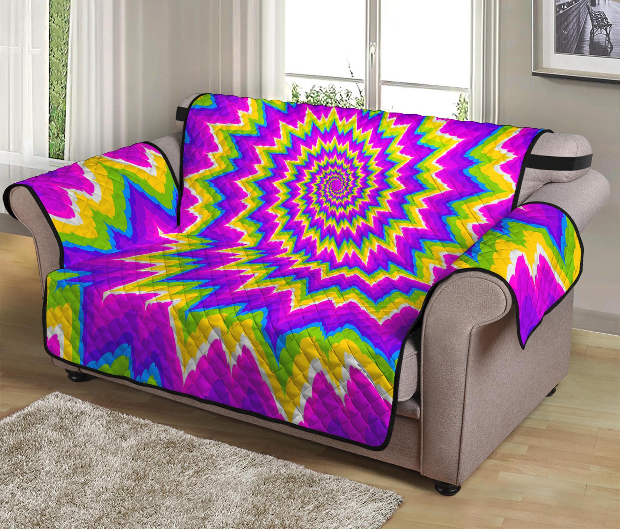 Abstract Spiral Moving Optical Illusion Loveseat Protector