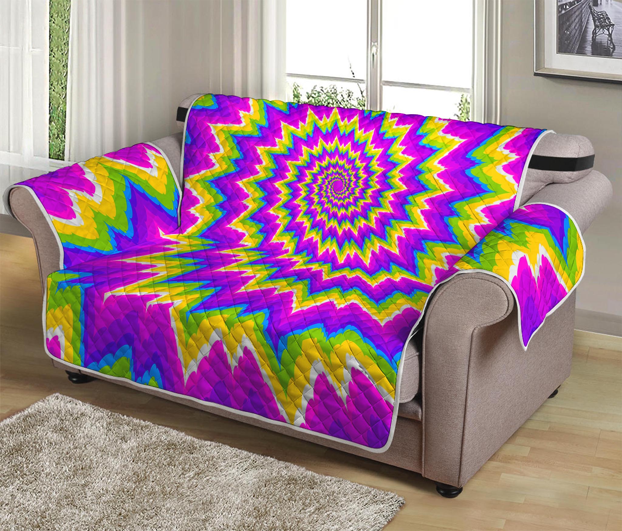 Abstract Spiral Moving Optical Illusion Loveseat Protector