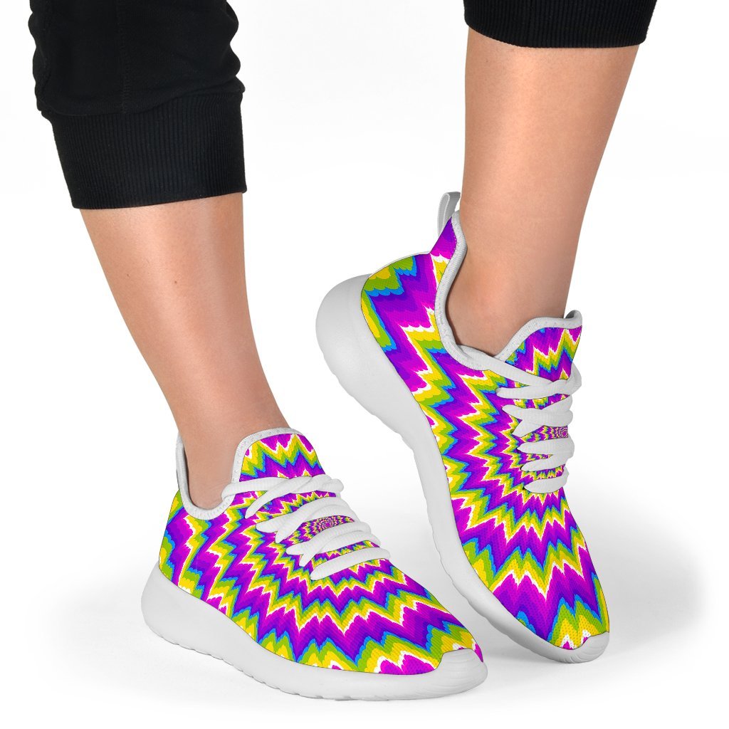 Abstract Spiral Moving Optical Illusion Mesh Knit Shoes GearFrost