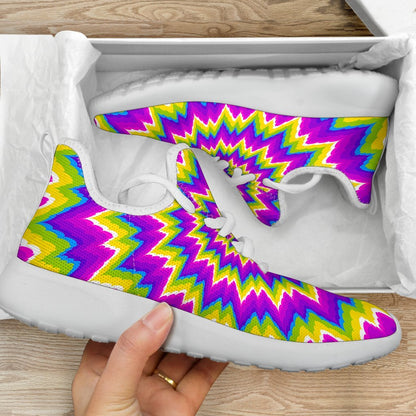 Abstract Spiral Moving Optical Illusion Mesh Knit Shoes GearFrost