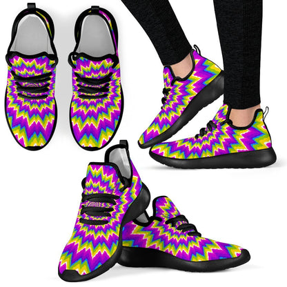 Abstract Spiral Moving Optical Illusion Mesh Knit Shoes GearFrost