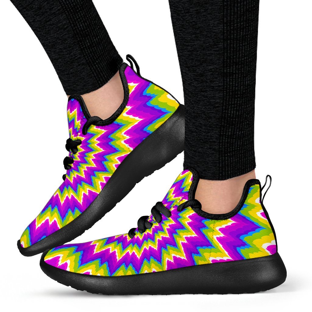 Abstract Spiral Moving Optical Illusion Mesh Knit Shoes GearFrost