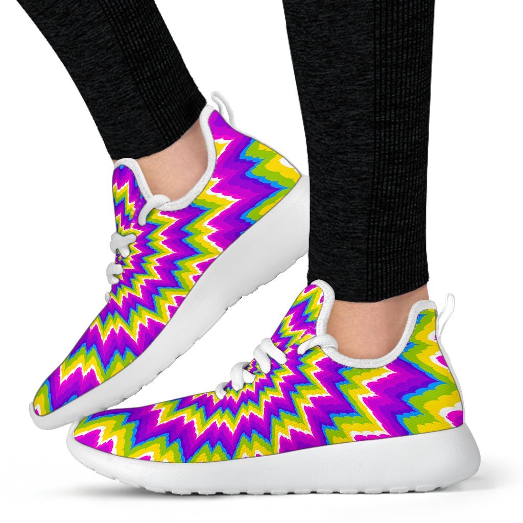Abstract Spiral Moving Optical Illusion Mesh Knit Shoes GearFrost